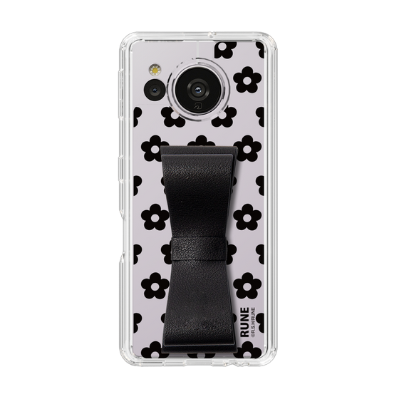 Slim Protection Case - STAND & RING RIBBON Black［ Rune Naito - RUNE Flower - Black ］