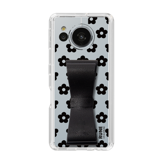 Slim Protection Case - STAND & RING RIBBON Black［ Rune Naito - RUNE Flower - Black ］