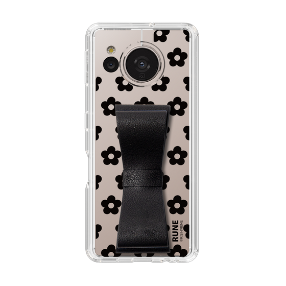 Slim Protection Case - STAND & RING RIBBON Black［ Rune Naito - RUNE Flower - Black ］