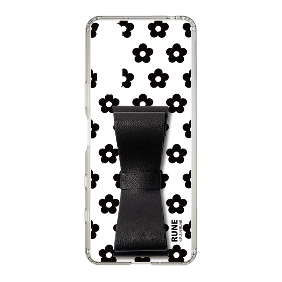 Slim Protection Case - STAND & RING RIBBON Black［ Rune Naito - RUNE Flower - Black ］