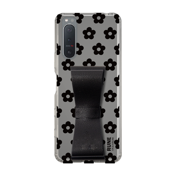Slim Protection Case - STAND & RING RIBBON Black［ Rune Naito - RUNE Flower - Black ］