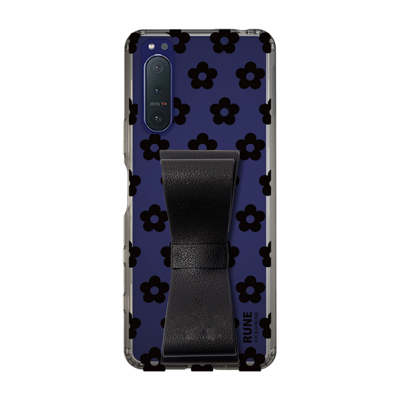 Slim Protection Case - STAND & RING RIBBON Black［ Rune Naito - RUNE Flower - Black ］