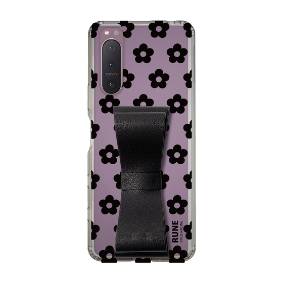 Slim Protection Case - STAND & RING RIBBON Black［ Rune Naito - RUNE Flower - Black ］
