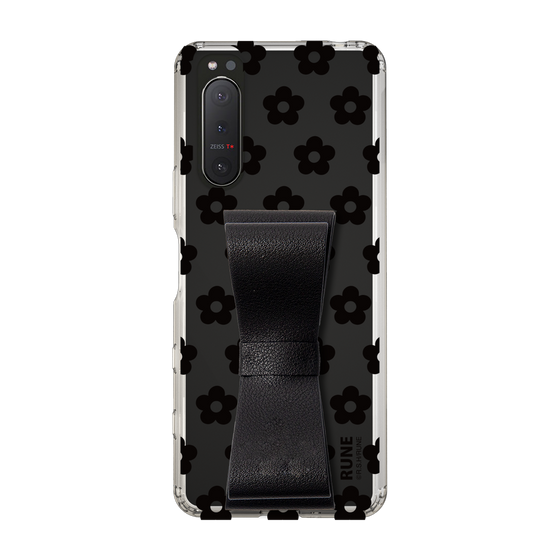 Slim Protection Case - STAND & RING RIBBON Black［ Rune Naito - RUNE Flower - Black ］