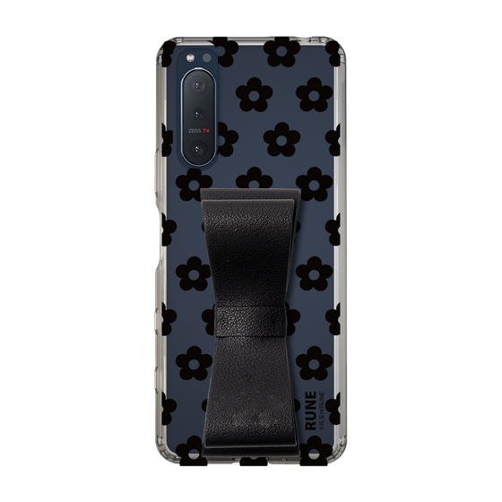 Slim Protection Case - STAND & RING RIBBON Black［ Rune Naito - RUNE Flower - Black ］