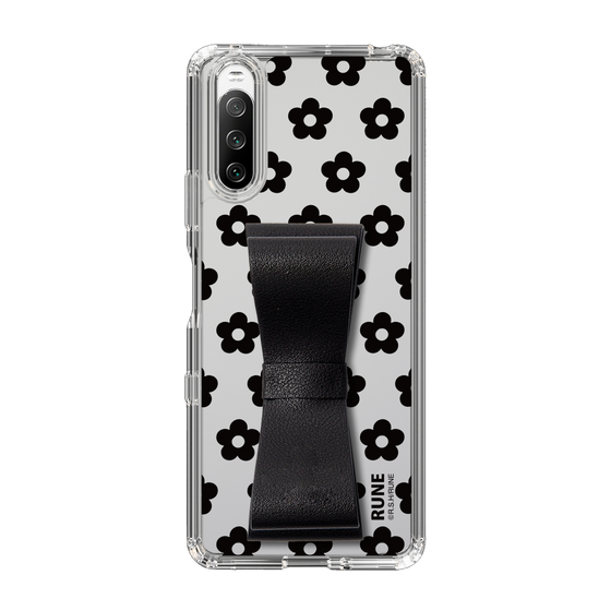 Slim Protection Case - STAND & RING RIBBON Black［ Rune Naito - RUNE Flower - Black ］