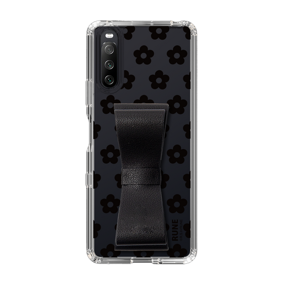 Slim Protection Case - STAND & RING RIBBON Black［ Rune Naito - RUNE Flower - Black ］
