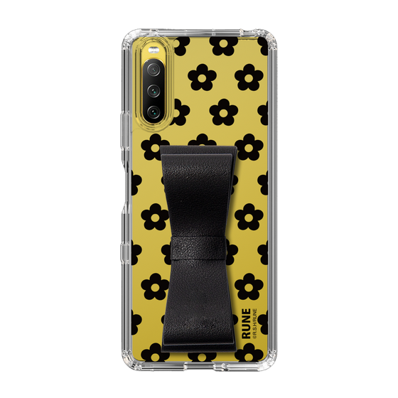 Slim Protection Case - STAND & RING RIBBON Black［ Rune Naito - RUNE Flower - Black ］
