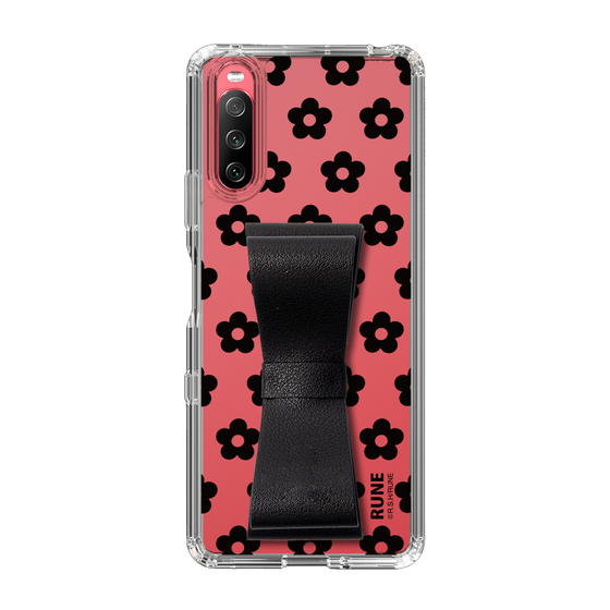 Slim Protection Case - STAND & RING RIBBON Black［ Rune Naito - RUNE Flower - Black ］
