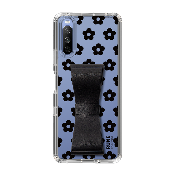 Slim Protection Case - STAND & RING RIBBON Black［ Rune Naito - RUNE Flower - Black ］