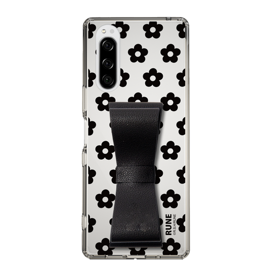 Slim Protection Case - STAND & RING RIBBON Black［ Rune Naito - RUNE Flower - Black ］