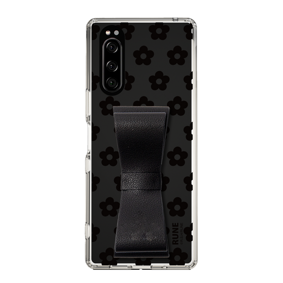 Slim Protection Case - STAND & RING RIBBON Black［ Rune Naito - RUNE Flower - Black ］