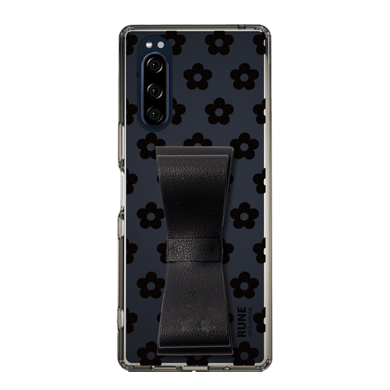 Slim Protection Case - STAND & RING RIBBON Black［ Rune Naito - RUNE Flower - Black ］
