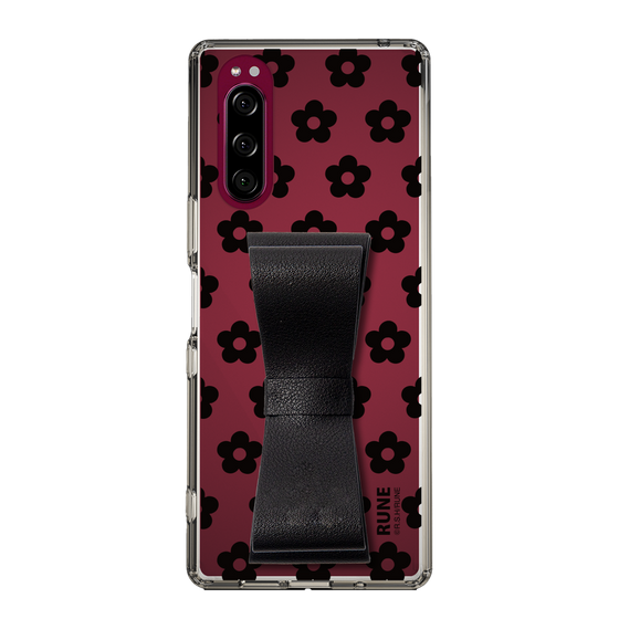 Slim Protection Case - STAND & RING RIBBON Black［ Rune Naito - RUNE Flower - Black ］