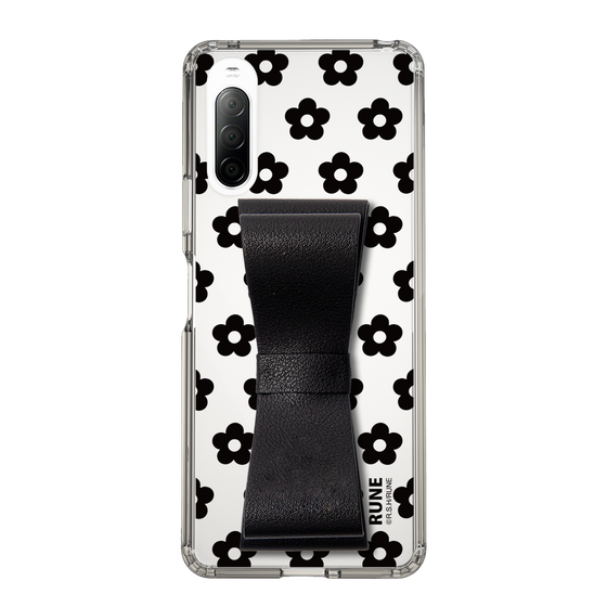 Slim Protection Case - STAND & RING RIBBON Black［ Rune Naito - RUNE Flower - Black ］