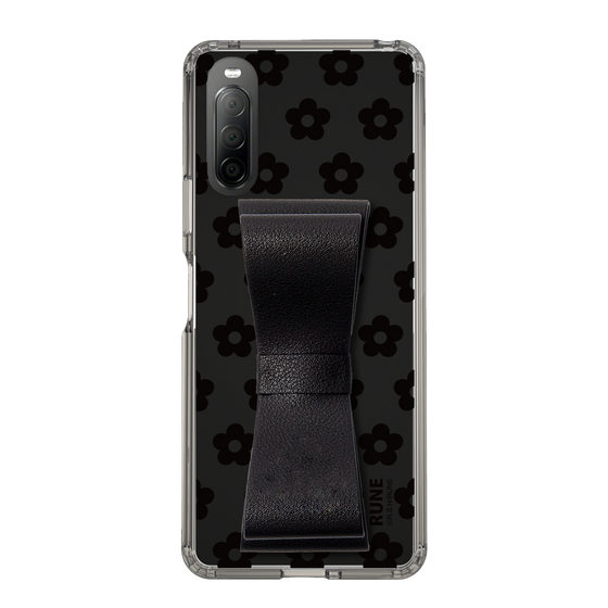 Slim Protection Case - STAND & RING RIBBON Black［ Rune Naito - RUNE Flower - Black ］