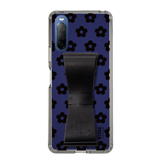 Slim Protection Case - STAND & RING RIBBON Black［ Rune Naito - RUNE Flower - Black ］