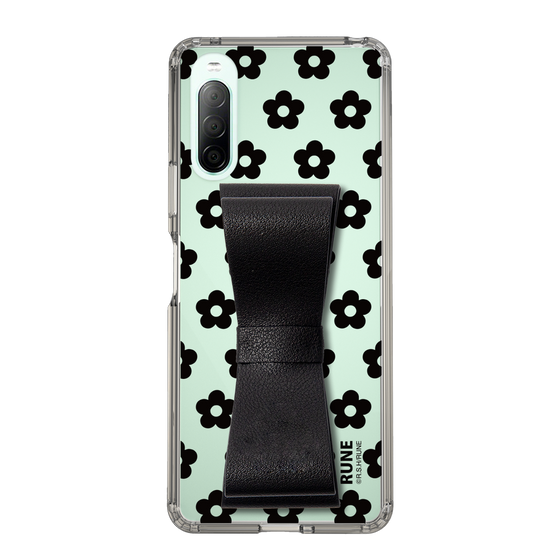 Slim Protection Case - STAND & RING RIBBON Black［ Rune Naito - RUNE Flower - Black ］