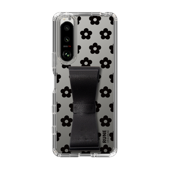 Slim Protection Case - STAND & RING RIBBON Black［ Rune Naito - RUNE Flower - Black ］