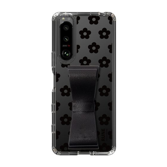 Slim Protection Case - STAND & RING RIBBON Black［ Rune Naito - RUNE Flower - Black ］
