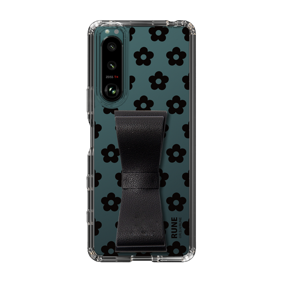 Slim Protection Case - STAND & RING RIBBON Black［ Rune Naito - RUNE Flower - Black ］