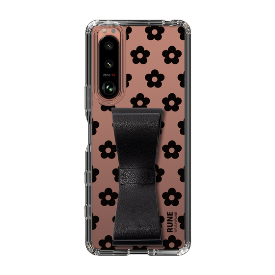 Slim Protection Case - STAND & RING RIBBON Black［ Rune Naito - RUNE Flower - Black ］