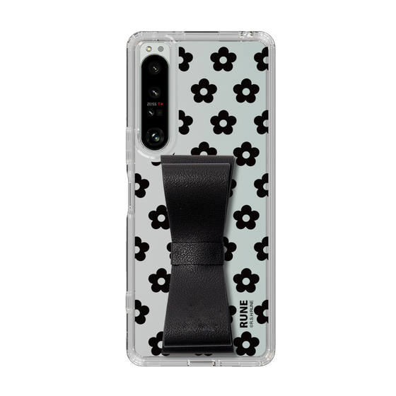 Slim Protection Case - STAND & RING RIBBON Black［ Rune Naito - RUNE Flower - Black ］