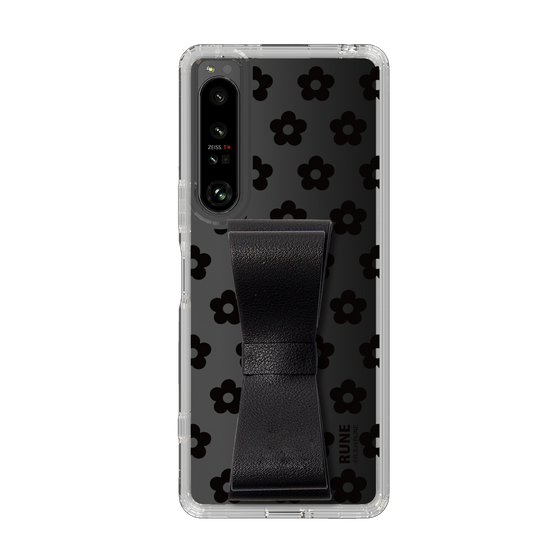 Slim Protection Case - STAND & RING RIBBON Black［ Rune Naito - RUNE Flower - Black ］