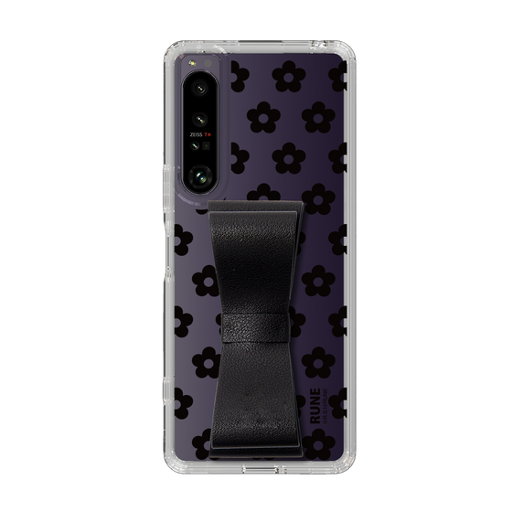 Slim Protection Case - STAND & RING RIBBON Black［ Rune Naito - RUNE Flower - Black ］