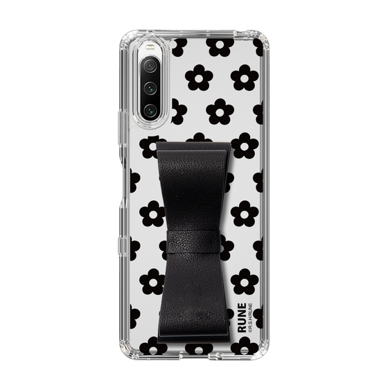 Slim Protection Case - STAND & RING RIBBON Black［ Rune Naito - RUNE Flower - Black ］