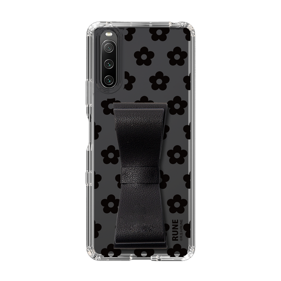 Slim Protection Case - STAND & RING RIBBON Black［ Rune Naito - RUNE Flower - Black ］
