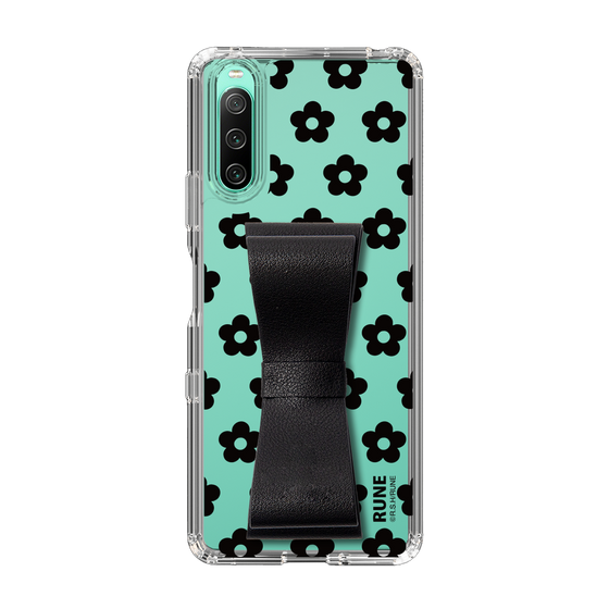 Slim Protection Case - STAND & RING RIBBON Black［ Rune Naito - RUNE Flower - Black ］