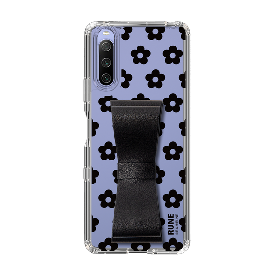 Slim Protection Case - STAND & RING RIBBON Black［ Rune Naito - RUNE Flower - Black ］