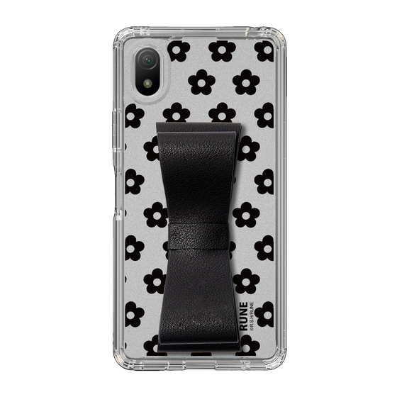 Slim Protection Case - STAND & RING RIBBON Black［ Rune Naito - RUNE Flower - Black ］