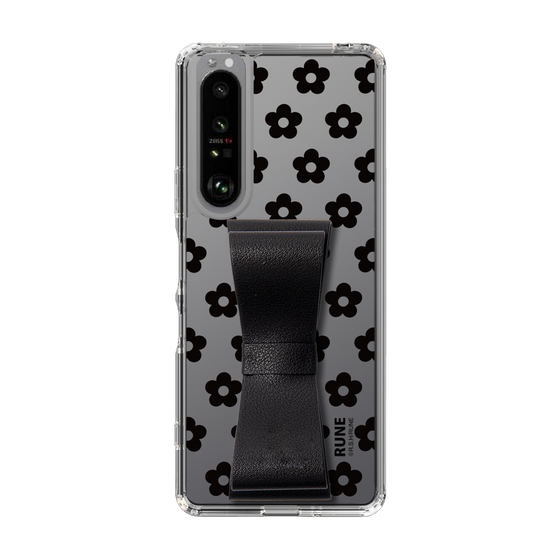 Slim Protection Case - STAND & RING RIBBON Black［ Rune Naito - RUNE Flower - Black ］