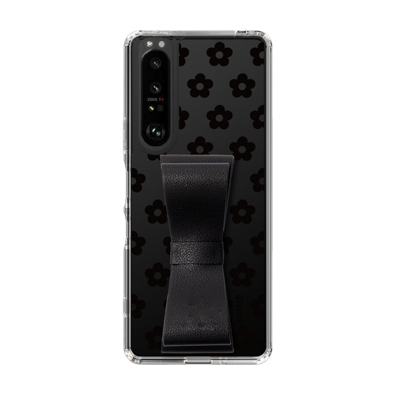 Slim Protection Case - STAND & RING RIBBON Black［ Rune Naito - RUNE Flower - Black ］