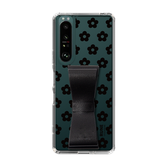 Slim Protection Case - STAND & RING RIBBON Black［ Rune Naito - RUNE Flower - Black ］