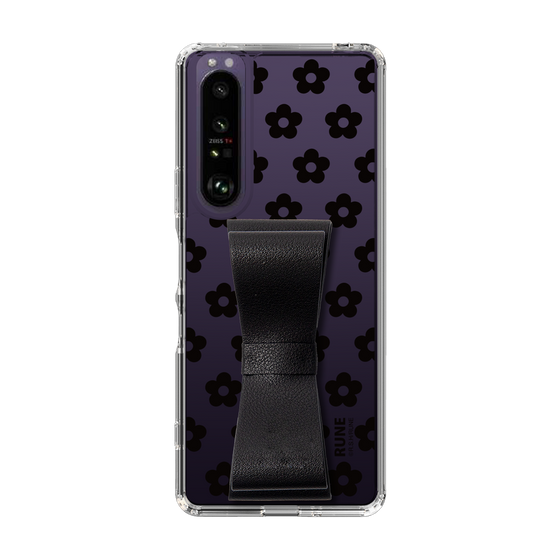 Slim Protection Case - STAND & RING RIBBON Black［ Rune Naito - RUNE Flower - Black ］