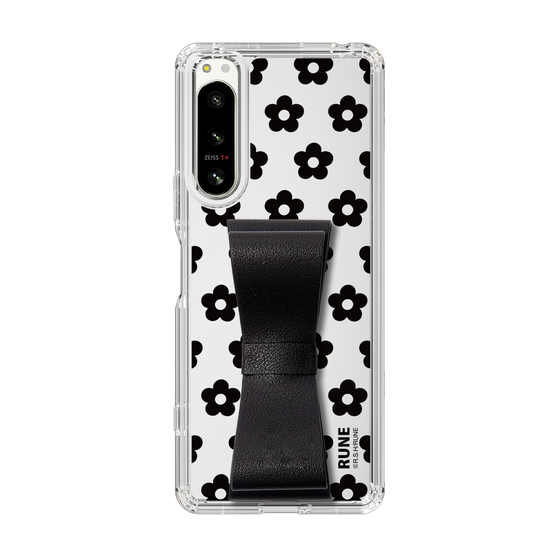 Slim Protection Case - STAND & RING RIBBON Black［ Rune Naito - RUNE Flower - Black ］