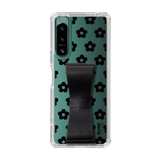 Slim Protection Case - STAND & RING RIBBON Black［ Rune Naito - RUNE Flower - Black ］