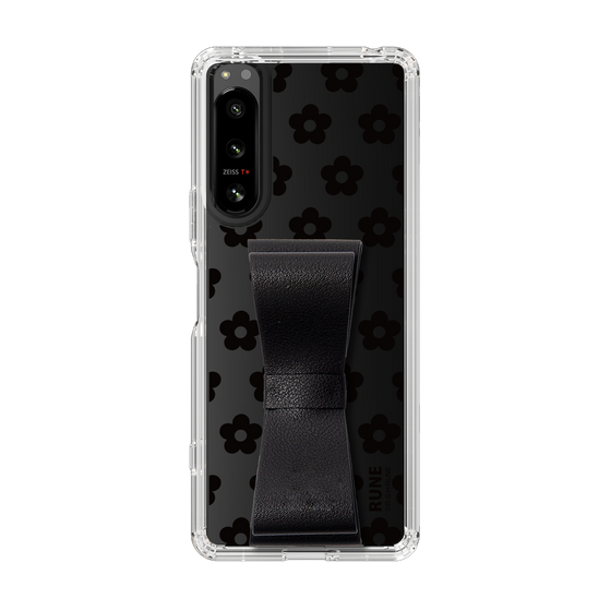 Slim Protection Case - STAND & RING RIBBON Black［ Rune Naito - RUNE Flower - Black ］