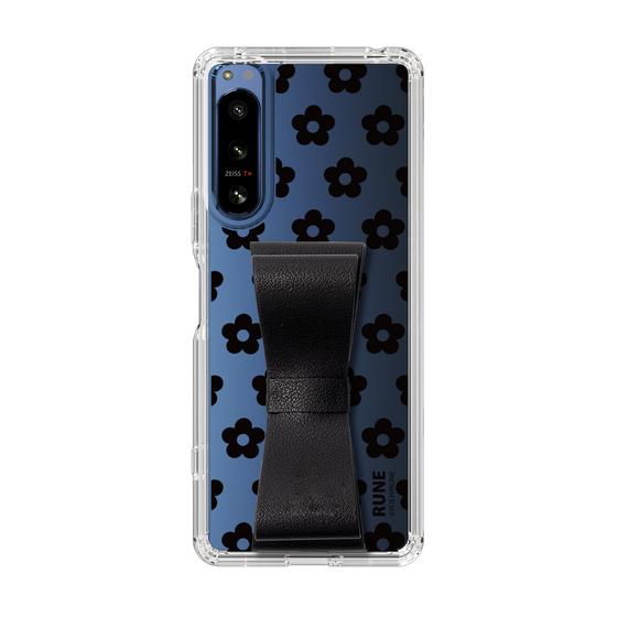 Slim Protection Case - STAND & RING RIBBON Black［ Rune Naito - RUNE Flower - Black ］