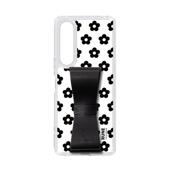 Slim Protection Case - STAND & RING RIBBON Black［ Rune Naito - RUNE Flower - Black ］