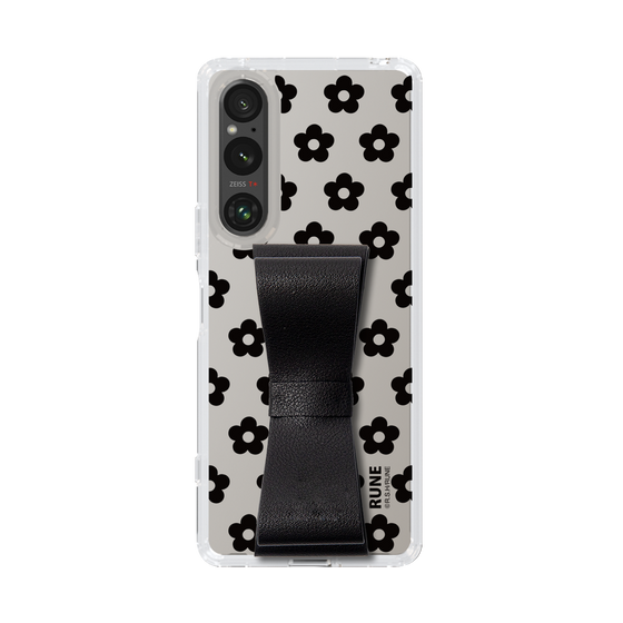 Slim Protection Case - STAND & RING RIBBON Black［ Rune Naito - RUNE Flower - Black ］