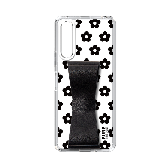 Slim Protection Case - STAND & RING RIBBON Black［ Rune Naito - RUNE Flower - Black ］