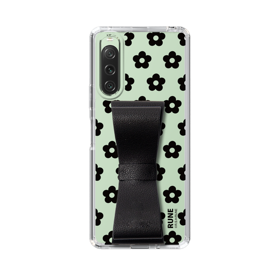 Slim Protection Case - STAND & RING RIBBON Black［ Rune Naito - RUNE Flower - Black ］