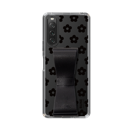Slim Protection Case - STAND & RING RIBBON Black［ Rune Naito - RUNE Flower - Black ］