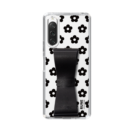 Slim Protection Case - STAND & RING RIBBON Black［ Rune Naito - RUNE Flower - Black ］