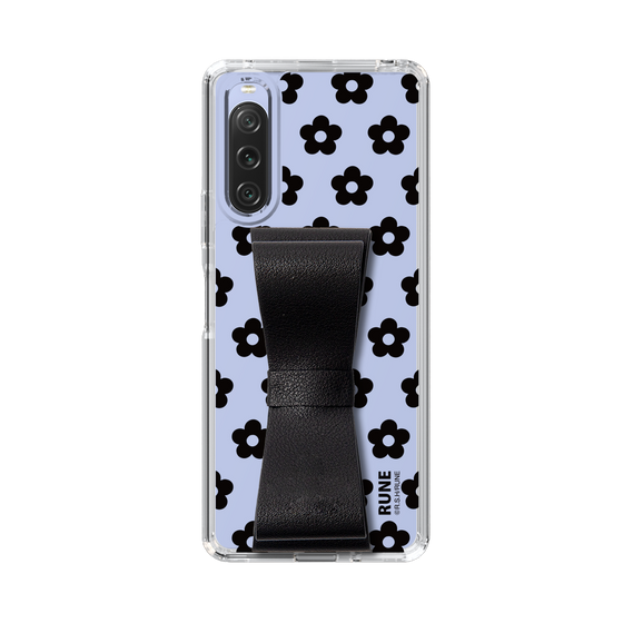 Slim Protection Case - STAND & RING RIBBON Black［ Rune Naito - RUNE Flower - Black ］