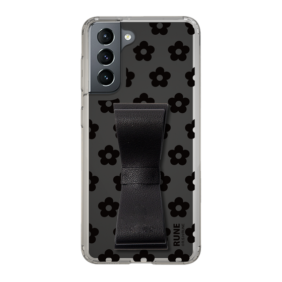 Slim Protection Case - STAND & RING RIBBON Black［ Rune Naito - RUNE Flower - Black ］
